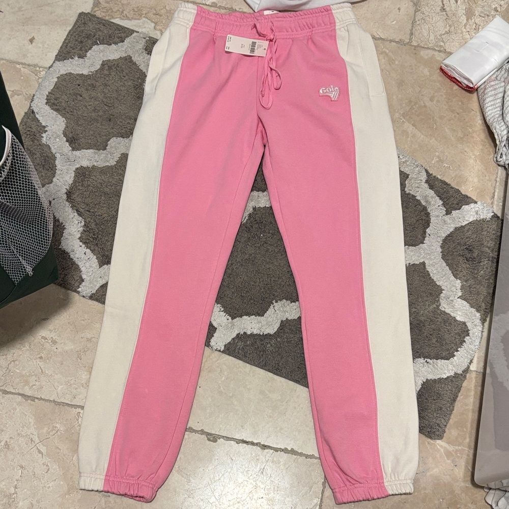 Gola x Anthropologie collab - NWT - XXS Pink and Cream retro style Sweatpants